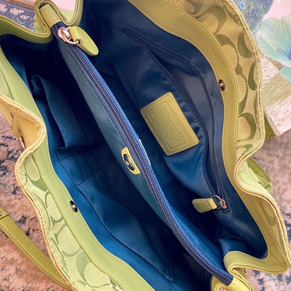 Coach Tote, Hobo and Bigger Wristlet. Brilliant Lime Green! - Picture 9 of 13